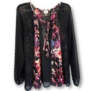 CUPIO Sheer Bohemian Floral Long
Sleeve Blouse